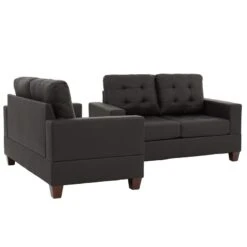 Poundex Bobkona Aria Faux Leather 2 Piece Sofa And Loveseat Set, Espresso 13 Poundex Bobkona Aria Faux Leather 2 Piece Sofa And Loveseat Set, Espresso -Safavieh Furnitue Shop 41Rjwv7BB3L