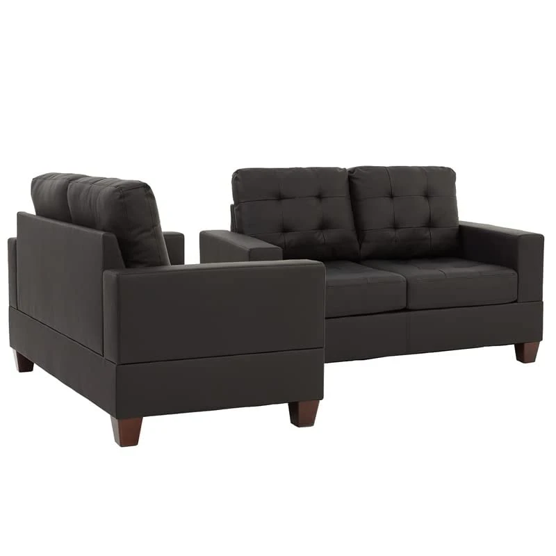 Poundex Bobkona Aria Faux Leather 2 Piece Sofa And Loveseat Set, Espresso 6 Poundex Bobkona Aria Faux Leather 2 Piece Sofa And Loveseat Set, Espresso - Image 6
