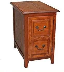 Leick Home 9017-MED One Drawer Narrow Side Table With Shelf, Hand Applied Rustic Oak Finish 10 In X 24 In X 24 In -Safavieh Furnitue Shop 41Rs2rh8sJL. AC