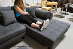 Stendmar 3pc 120" New Modern Dark Grey Microfiber Sectional Sofa Chaise Ottoman Set S168RDG -Safavieh Furnitue Shop 41S5zf6E9iL