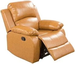 A Ainehome Sectional Recliner Sofa Set Bonded Leather 3 PCS Motion Sofa Loveseat Recliner Couch Manual Reclining Chair With Drop Down Table & Central Console For Living Room (Ginger,3 Piece Set) -Safavieh Furnitue Shop 41SEjq5TtZL. AC