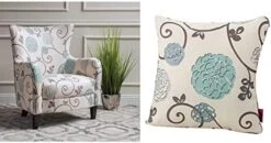 Christopher Knight Home Arabella Fabric Club Chair, White And Blue Floral 29.1D X 29.9W X 36.6H In -Safavieh Furnitue Shop 41SalfQJaIL. AC