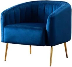 LSSPAID Velvet Accent Chair, Fabric Upholstered Accent Chairs For Living Room, Golden Metal Legs Armchairs, Navy Blue, Set Of 1 -Safavieh Furnitue Shop 41Sv0tcAf6L. AC