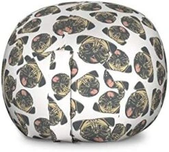 Ambesonne Zebra Print Storage Toy Bag Chair, Striped Zebra Animal Print Nature Wildlife Inspired Simplistic Illustration, Stuffed Animal Organizer Washable Bag, Small Size, White Charcoal -Safavieh Furnitue Shop 41Svq8uCmsL. AC