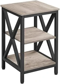 Yaheetech Industrial End Tables Set Of 2, 3-Tier Side Tables With Storage Shelves For Living Room, X Design Sofa Tables, Strong Metal Frame, Easy Assembly, 16x16x24.5 In, Gray -Safavieh Furnitue Shop 41TLGoQvkaL. AC