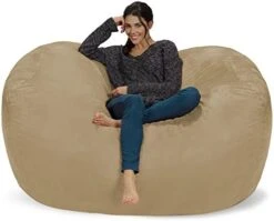 Chill Sack Bean Bag Chair: Huge 6' Memory Foam Furniture Bag And Large Lounger - Big Sofa With Soft Micro Fiber Cover - Royal Blue -Safavieh Furnitue Shop 41TVhVhNzzL. AC