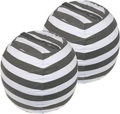 2-pack Stuffed Animal Storage Bean Bags For Kids Room Empty Animal Beanbag Chair Covers Only Without Filling Small Storage Bags For Toddlers, Children, Boys, Girls Room Decor, White Grey Blue Stripes -Safavieh Furnitue Shop 41TpZ8Vx4xS. AC
