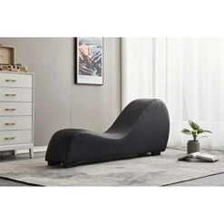 Kingway Furniture Kolar Faux Leather Yoga Chaise Lounge Chair, Relaxation, Streching, In Black -Safavieh Furnitue Shop 41TzfkkmleL