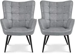 Yaheetech Faux Leather Chair Upholstered Living Room Chairs Accent Armchair With Tapered Legs Tufted Sofa Chairs For Home Office/Dining Room/Bedroom Brown, Set Of 2 -Safavieh Furnitue Shop 41U8E3QxZdL. AC