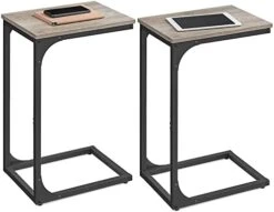 VASAGLE C-Shaped End Table, Small Side Table For Couch, Sofa Table With Metal Frame For Living Room, Bedroom, Bedside, Rustic Brown And Black -Safavieh Furnitue Shop 41UDED4OmL. AC
