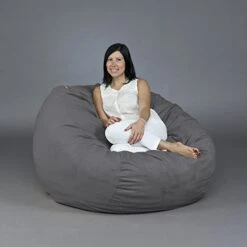 FUGU Bean Bag Chair, Premium Foam Filled 4 XL, Protective Liner Plus Removable Machine Wash Grey Cover -Safavieh Furnitue Shop 41UMKySNAPL