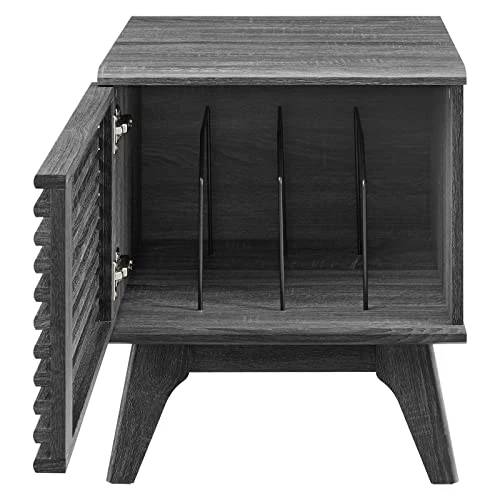 Modway Render Mid-Century Modern 19" Vinyl Record Display Stand In Charcoal 4 Modway Render Mid-Century Modern 19" Vinyl Record Display Stand In Charcoal - Image 4