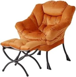 Welnow Lazy Chair With Ottoman, Modern Lounge Accent Chair With Armrests And A Side Pocket, Leisure Upholstered Sofa Chair Set, Reading Chair With Footrest For Small Space, Corner Chair, Dark Grey -Safavieh Furnitue Shop 41UbXzXFIgL. AC