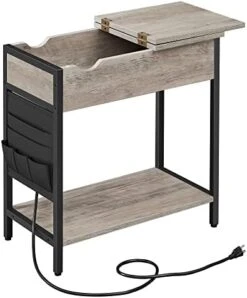 VASAGLE Side Table With Storage, End Table With USB Ports And Outlets, Nightstand With Charging Station, Fabric Bags, For Living Room, Bedroom, Rustic Brown And Black ULET310B01V1 -Safavieh Furnitue Shop 41Un0t v22L. AC