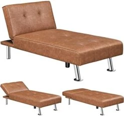 Yaheetech Faux Leather Sectional Sofa Couch Sectional Living Room Furniture Set Convertible Futon Sofa Beds With Chaise Lounge, Brown -Safavieh Furnitue Shop 41UwHQgJuGL. AC