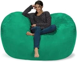 Chill Sack Bean Bag Chair: Huge 6' Memory Foam Furniture Bag And Large Lounger - Big Sofa With Soft Micro Fiber Cover - Royal Blue -Safavieh Furnitue Shop 41V4NYtyhLL. AC