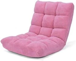 Casart Floor Chair Lounger Folding Gaming Sofa Chaise Lounge With 14 Adjustable Position,Steel Frame,Sponge Padded Sleeper Bed Couch Recliner(Pink) -Safavieh Furnitue Shop 41V9Z5kN5TL. AC
