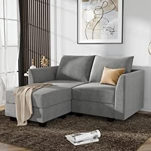 HONBAY Reversible Sectional Sofa With Chaise Modern Fabric Modular Sofa Couch With Ottoman L Shaped Couch With Storage Seat For Small Space, Grey 6 HONBAY Reversible Sectional Sofa With Chaise Modern Fabric Modular Sofa Couch With Ottoman L Shaped Couch With Storage Seat For Small Space, Grey - Image 6
