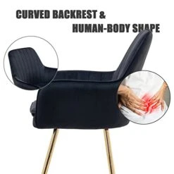 Altrobene Velvet Accent Chair, Home Office Desk Chair, Living Room Bedroom Arm Chair, Modern Dinging Chair, Girls Vanity Chair, Golden Finished, Black -Safavieh Furnitue Shop 41VNpNTGVpL