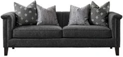 Acanva Luxury Tuxedo Velvet Channel Tufted Key Arm Living Room Sofa, 2 Piece Set, Grey -Safavieh Furnitue Shop 41VdMuAEmfL. AC