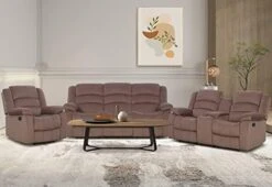 ANJ 2PC Bonded Leather Reclining Sofa Couch Set, Upholstered Recliner Sofa, Manual Recliners Furniture, Home Theater Seating For Living Room (Black, 1+3 Seat) -Safavieh Furnitue Shop 41W8VGK0 WL. AC