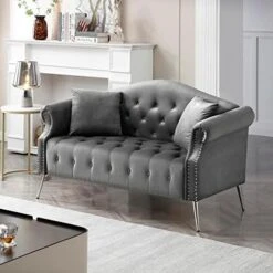 Homtique Sofa Set For Living Room 2 Piece, Modern Velvet Loveseat Sofa Set Upholstered Button Tufted Nailhead Trimming Rolled Arm And Metal Legs, Velvet Sofa Couch With 4 Pillows For Home (Beige) 28 Homtique Sofa Set For Living Room 2 Piece, Modern Velvet Loveseat Sofa Set Upholstered Button Tufted Nailhead Trimming Rolled Arm And Metal Legs, Velvet Sofa Couch With 4 Pillows For Home (Beige) -Safavieh Furnitue Shop 41WMboqTqJL. AC