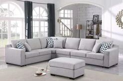 Asunflower Sectional Couches For Living Room Modular Sectional Sofa Ottoman Set 6 Seater Fabric Grey Couches L Shape Sectional Furnitures For Apartment,Large (6 Pillows) -Safavieh Furnitue Shop 41WO9kFMRoL. AC