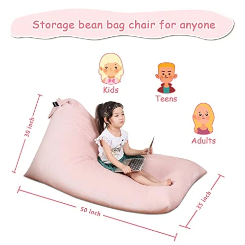 Stuffed Animal Storage Bean Bag Chair For Kids And Adults, Luxury Velvet Stuffed Animal Storage, Stuffie Seat - Cover ONLY(Sweet Pink 200L/52 Gal) 3 Stuffed Animal Storage Bean Bag Chair For Kids And Adults, Luxury Velvet Stuffed Animal Storage, Stuffie Seat - Cover ONLY(Sweet Pink 200L/52 Gal) - Image 3