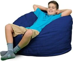 ULTIMATE SACK 3000 (3 Ft.) Bean Bag Chair: Giant Foam-Filled Furniture - Machine Washable Covers, Durable Inner Liner, 100% Virgin Foam. Comfy Bean Bag Chair. (Electric Blue, Suede) -Safavieh Furnitue Shop 41Wkl6hMzyL. AC