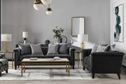 Acanva Luxury Tuxedo Velvet Channel Tufted Key Arm Living Room Sofa, 2 Piece Set, Grey -Safavieh Furnitue Shop 41WnlkKJplL. AC