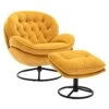 LoLado Velvet Chaise Lounge Indoor Cozy Oversized Swivel Reading Chair With Footrest, Yellow