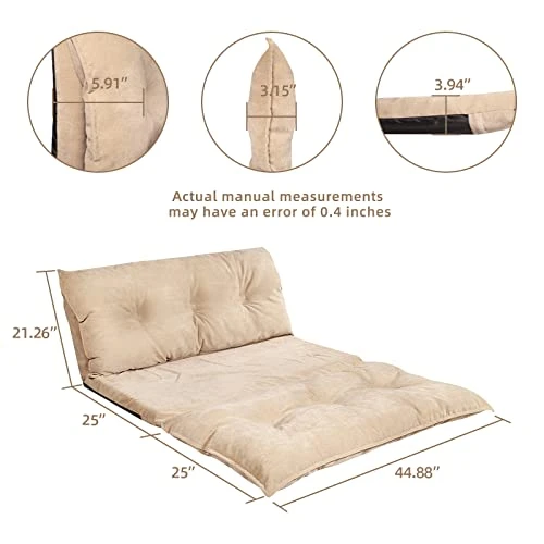 Sucrever Floor Sofa Chair With Adjustable 6-Position And 2 Pillows For Adults, Folding Lazy Sofa Sleeper Bed Couch For Reading Or Gaming, Chaise Lounge Chair For Bedroom Living Room, Beige 4 Sucrever Floor Sofa Chair With Adjustable 6-Position And 2 Pillows For Adults, Folding Lazy Sofa Sleeper Bed Couch For Reading Or Gaming, Chaise Lounge Chair For Bedroom Living Room, Beige - Image 4