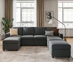 LINSY HOME Modular Sectional Sofa, Convertible U Shaped Sofa Couch With Storage, Memory Foam, Modular Sectionals With Ottomans, 6 Seat Sofa Set With Chaise For Living Room, Grey -Safavieh Furnitue Shop 41XKH3ca 2L. AC