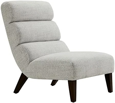 Watson & Whitely Modern Accent Chair, Armless Lounge Chair For Living Room And Bedroom, Fabric Upholstered Chair With Solid Wooden Legs, Grey (Multi-Colored) 13 Watson & Whitely Modern Accent Chair, Armless Lounge Chair For Living Room And Bedroom, Fabric Upholstered Chair With Solid Wooden Legs, Grey (Multi-Colored) - Image 13