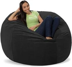 Comfy Sacks Memory Foam Bean Bag Chair, Charcoal Furry -Safavieh Furnitue Shop 41Xagy34q2L. AC