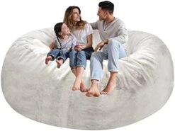 HWIVGKU Bean Bag Chairs, Giant Bean Bag Chair For Adults, 4ftbean Bag CoverComfyBean Bag Bed (No Filler, Cover Only) Fluffy Lazy Sofa (White), 4ft(120 * 65cm) -Safavieh Furnitue Shop 41Y4t85gQL. AC