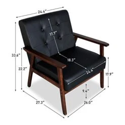 JIASTING Mid Century 1 Loveseat Sofa And 2 Accent Chairs Set Modern Wood Arm Couch And Chair Living Room Furniture Sets (8428 Black Set) -Safavieh Furnitue Shop 41Y8YpxwoxL