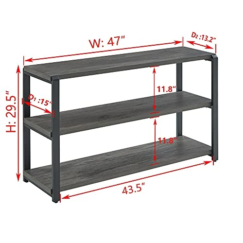 EXCEFUR Sofa Table, Rustic Console Table For Living Room, Foyer Tables For Entryway With 3-Tier Open Shelf, Grey 2 EXCEFUR Sofa Table, Rustic Console Table For Living Room, Foyer Tables For Entryway With 3-Tier Open Shelf, Grey - Image 2