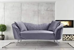 Container Furniture Direct Koger Mid Century Modern Living Room Velvet Chesterfield, Sofa And Loveseat, Fossil Grey -Safavieh Furnitue Shop 41Ya4XB98L. AC 1