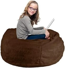 SOXOCE Bean Bag Cover, 6ft, PV Velvet Brown RoundBean Bag Chairs (No Filler) - Comfy Big Bean Bag Chair Covers For Kids, Teens, & Adults - Cover ONLY -Safavieh Furnitue Shop 41YqwTHfUAL. AC