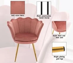 Chairus Living Room Chair, Mid Century Modern Retro Leisure Velvet Accent Chair With Golden Metal Legs, Vanity Chair For Bedroom Dresser, Upholstered Guest Chair(Antique Pink) -Safavieh Furnitue Shop 41Z24bIWFcL