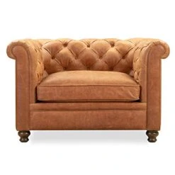 POLY & BARK Lyon Lounge Chair In Full-Grain Pure-Aniline Italian Leather, Cognac Tan -Safavieh Furnitue Shop 41ZReiH8nqL