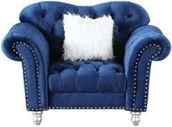 Morden Fort Velvet Chesterfield Chair, 45" W Classic Upholstery Armchair, Tufted Accent Chairs For Living Room Furniture, Beige -Safavieh Furnitue Shop 41ZbK5lNFqS. AC