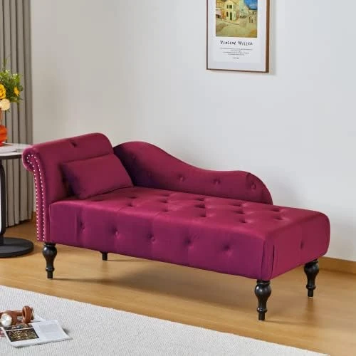 RARZOE Tufted Velvet Chaise Lounge Indoor With Storage, Upholstered Rolled Arm Chaise Lounges Indoor Chair, Right Arm Facing Chaise Lounge With Nailhead Trim For Living Room Bedroom Office,White 11 RARZOE Tufted Velvet Chaise Lounge Indoor With Storage, Upholstered Rolled Arm Chaise Lounges Indoor Chair, Right Arm Facing Chaise Lounge With Nailhead Trim For Living Room Bedroom Office,White - Image 11