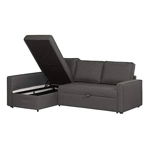 South Shore Live-It Cozy Interchangeable Sectional Sofa-Bed With Ottoman, Charcoal Gray 3 South Shore Live-It Cozy Interchangeable Sectional Sofa-Bed With Ottoman, Charcoal Gray - Image 3