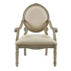 Madison Park Brentwood Accent Chairs-Birch Hardwood, Hand Carved Scroll Design Living Armchair Modern Classic Style Family Room Sofa Furniture Bedroom Lounge, Medium, Beige -Safavieh Furnitue Shop 41Zlc5CieiL