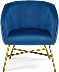 Topeakmart Modern Accent Barrel Chair Living Room Chair Velvet Accent Armchair With Metal Legs For Living Room Bedroom Home Office Grey -Safavieh Furnitue Shop 41ZqqRfO0bL. AC