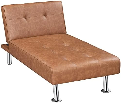 Topeakmart Faux Leather Chaise Lounges Convertible Chaise Futon Adjustable Chaise Sleeper 3 Positions For Sitting Lounging Sleeping 7 Topeakmart Faux Leather Chaise Lounges Convertible Chaise Futon Adjustable Chaise Sleeper 3 Positions For Sitting Lounging Sleeping - Image 7