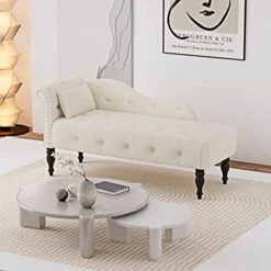 WIILAYOK Chaise Lounge Indoor With Pillow, Velvet Lounge Chair With Buttons Nailhead Trim And Solid Wood Legs, Recliner Lounge Chair For Living Room Bedroom (Grey) -Safavieh Furnitue Shop 41a28whhhCL. AC