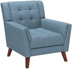 Christopher Knight Home Alisa Mid Century Modern Fabric Arm Chair, Blue And Walnut -Safavieh Furnitue Shop 41a54worBdL. AC